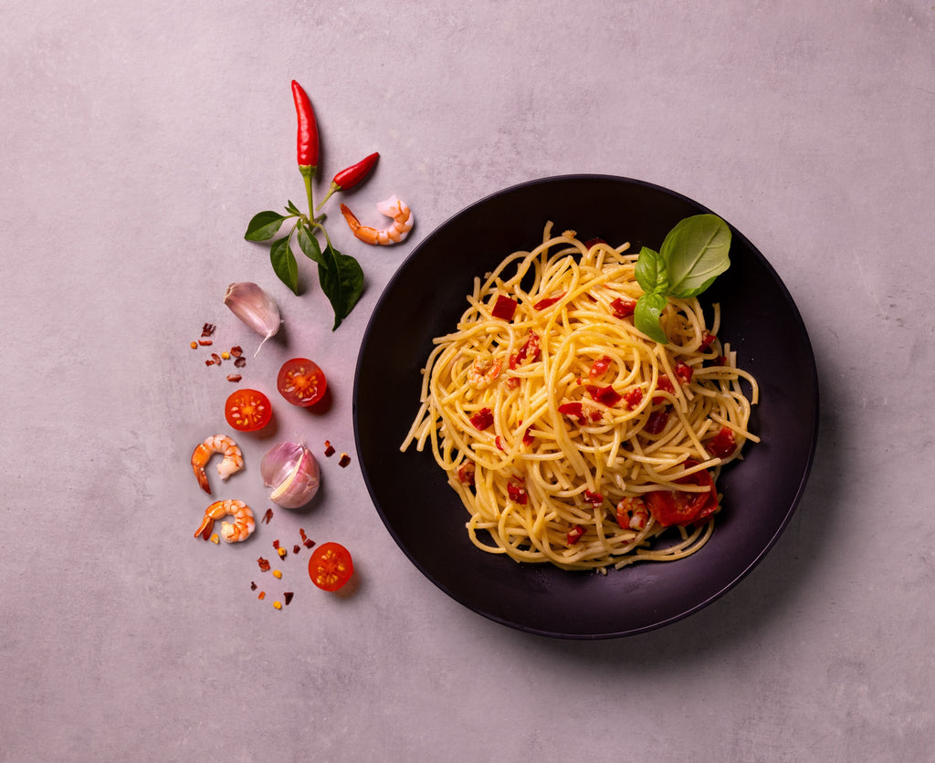 9 X SPAGHETTI AGLIO & OLIO WITH SHRIMP 🍤